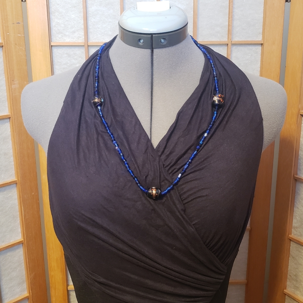 Blue Glass Beaded Necklace